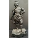 Antique Spelter Warrior Figure 21 inches Tall