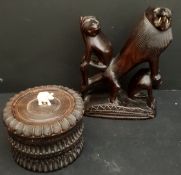 Vintage 2 x Carved Wood African Sculptures