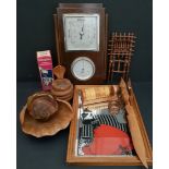 Vintage Parcel Includes Small Mirror Barometer & Treen Items