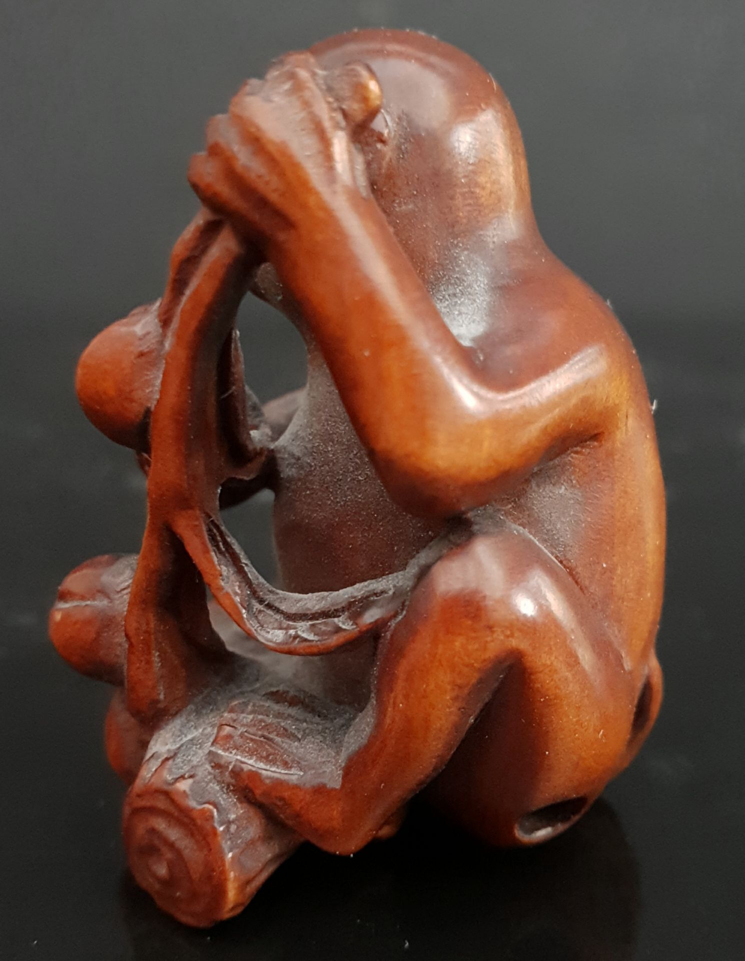 Vintage Wooden Netsuke Monkey Signed - Image 2 of 6