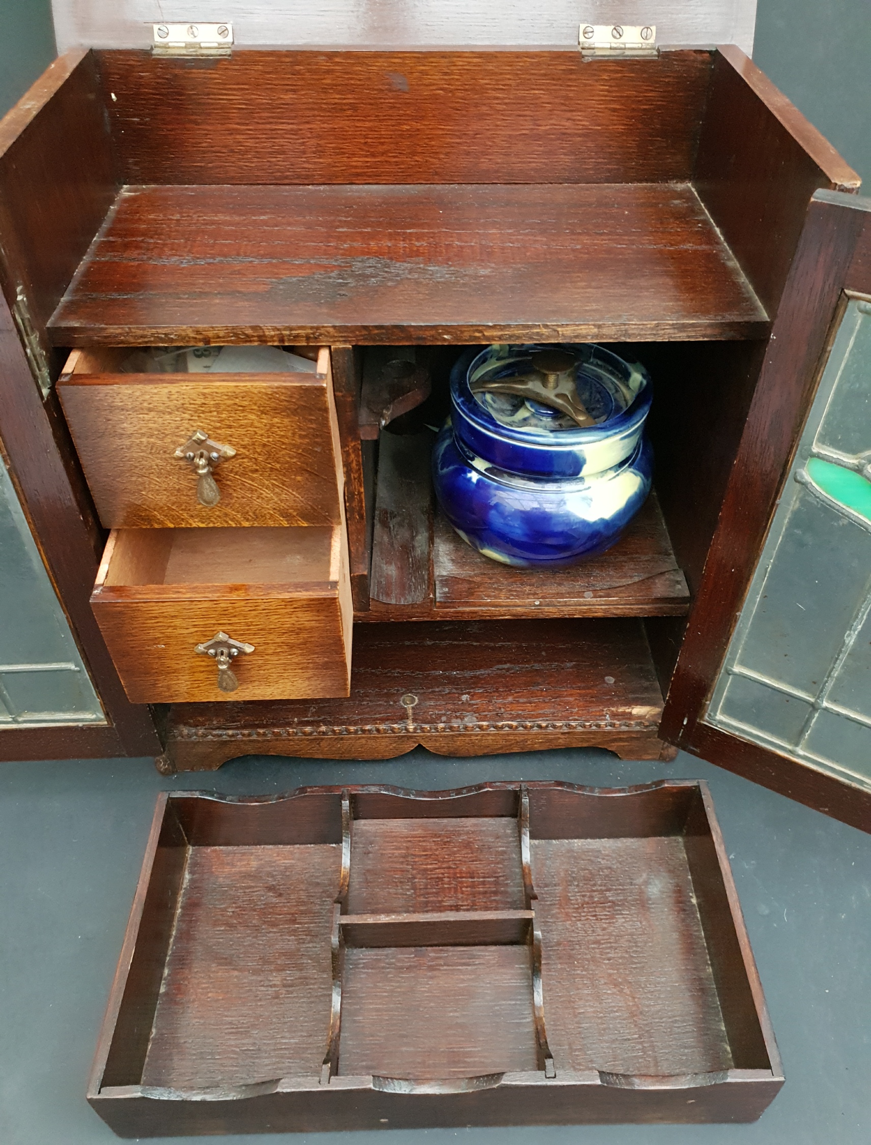 Art Nouveau Hardwood Smokers Cabinet & Contents - Image 4 of 6