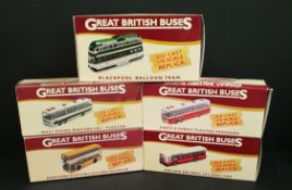 Vintage 5 x Atlas Die Cast Model Buses Boxed