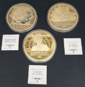 Collectable Coins 3 x Includes H.M. Queen Elizabeth II 100mm Coins