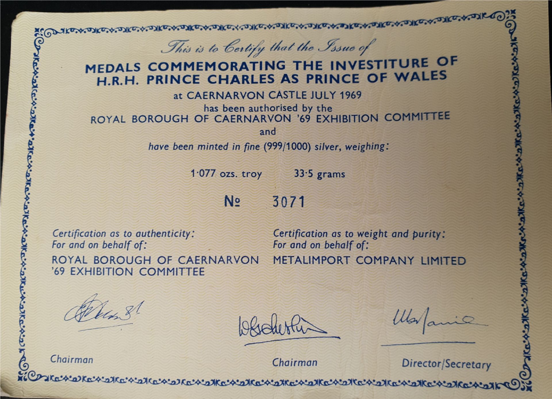 Collectable Coin Sterling Silver Prince Charles Investiture 1969 - Image 3 of 4