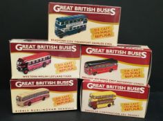 Vintage 5 x Atlas Die Cast Model Buses Boxed