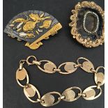 Jewellery 9ct Gold Bracelet & Two Brooches