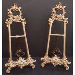 Antique Pair Brass Picture Stands 10 inches Tall