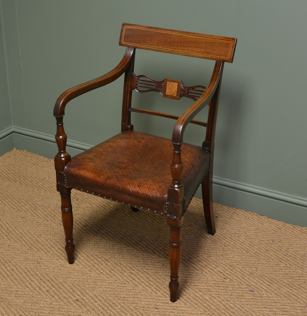 Striking Set of Eight Regency Antique Mahogany Dining Chairs - Image 7 of 10