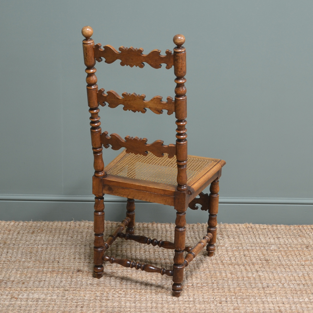 Pair of Fruitwood Antique Ladder Back Chairs - Image 8 of 8