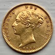 Exceptionally rare 1870 gold half sovereign! 15-25 known examples