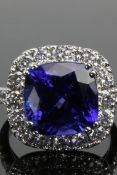 Tanzanite 8.94ct & Diamond 1.71ct 18ct White Gold Ring