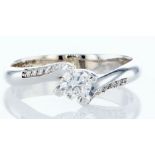 14 kt. White gold - Ring - 0.30 ct Diamond - Diamonds