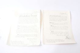 2 x Queen Elizabeth II Grants CBE + CMG signed Philip & Alexander of Tunis