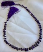 Zambian Amethyst 70cts Drops 31 Cm long strand drilled not enhanced