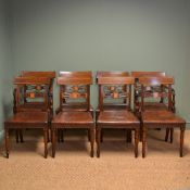 Striking Set of Eight Regency Antique Mahogany Dining Chairs