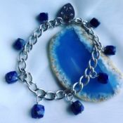 Vintage 925 Silver Charm Bracelet Lapis Lazuli Charms