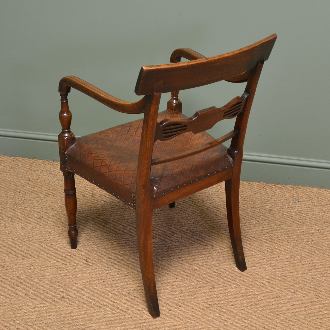 Striking Set of Eight Regency Antique Mahogany Dining Chairs - Image 6 of 10