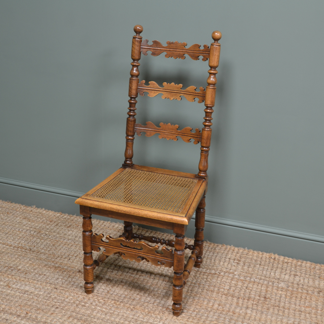 Pair of Fruitwood Antique Ladder Back Chairs - Image 4 of 8