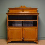 Spectacular Victorian Golden Oak Antique Open Bookcase on Cupboard