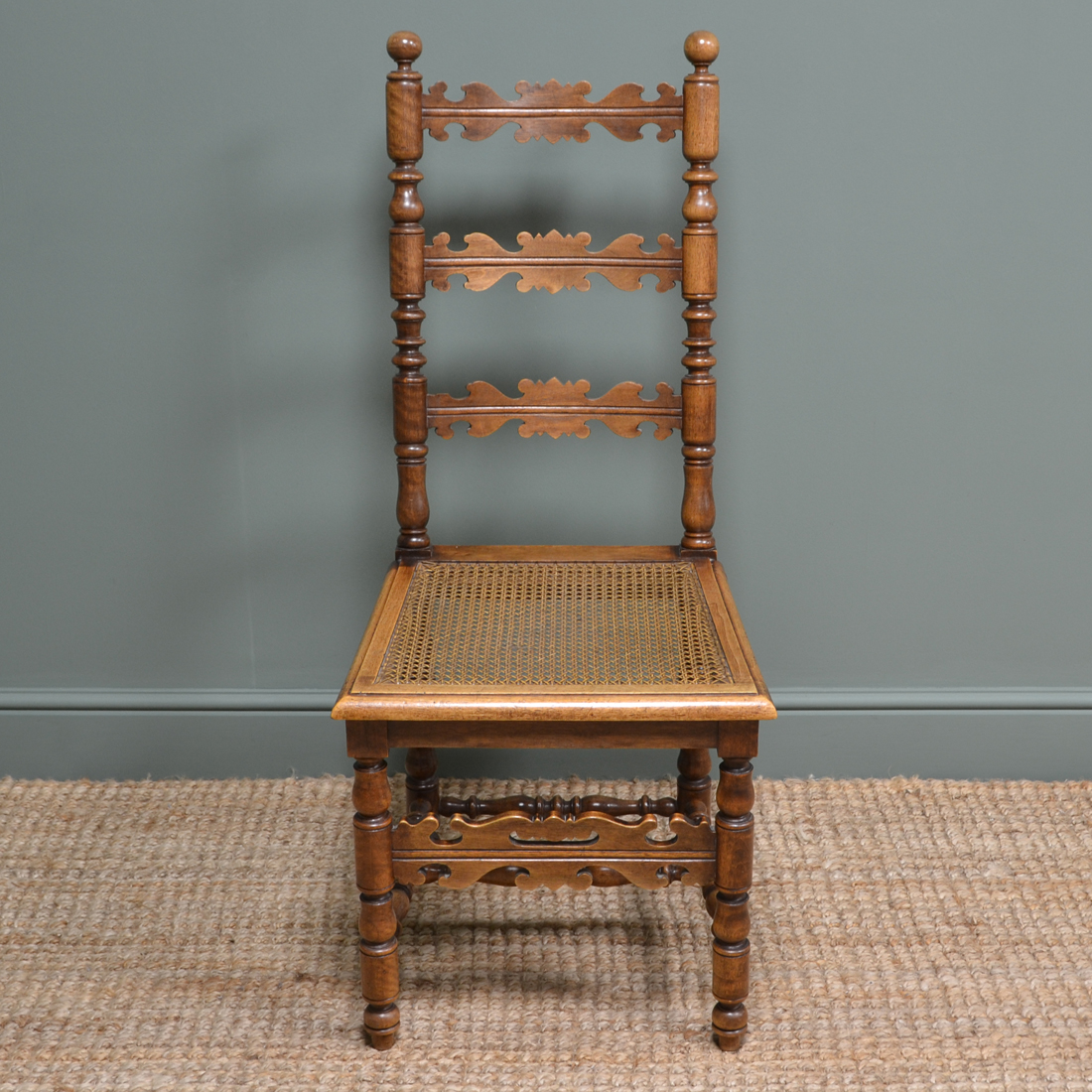 Pair of Fruitwood Antique Ladder Back Chairs - Image 6 of 8