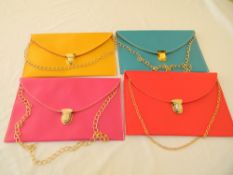 4 x Chain bag shoulder evening clutch bag (Yellow/Terquise/Red/Pink)