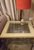 Glass and marble top side table