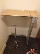 Disabled aid adjustable hight over bed table on wheels and steady walking stick