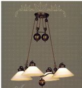 Stylish Antique-Bronze Finished Hanging Light with Alabaster Shades