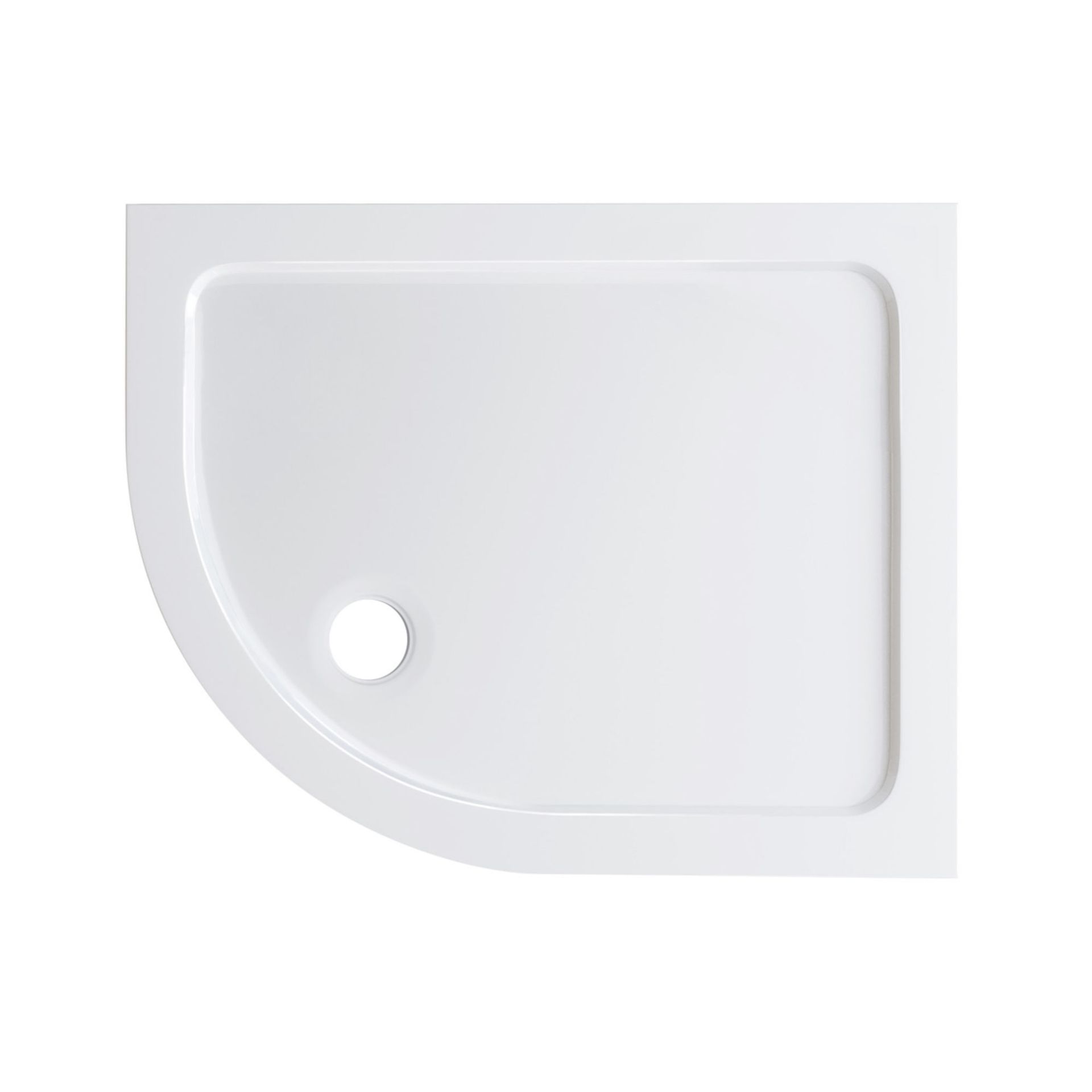 (SP236) 1000x900mm Offset Quadrant Ultra Slim Stone Shower Tray - Left. Low profile ultra slim