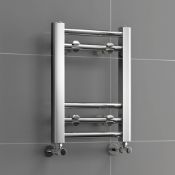 (JM122) 400x300mm - 20mm Tubes - Chrome Heated Straight Rail Ladder Towel Rail. Low carbon steel