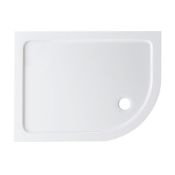 (TY61) 1200x900mm Offset Quadrant Ultra Slim Stone Shower Tray - Right. Low profile ultra slim