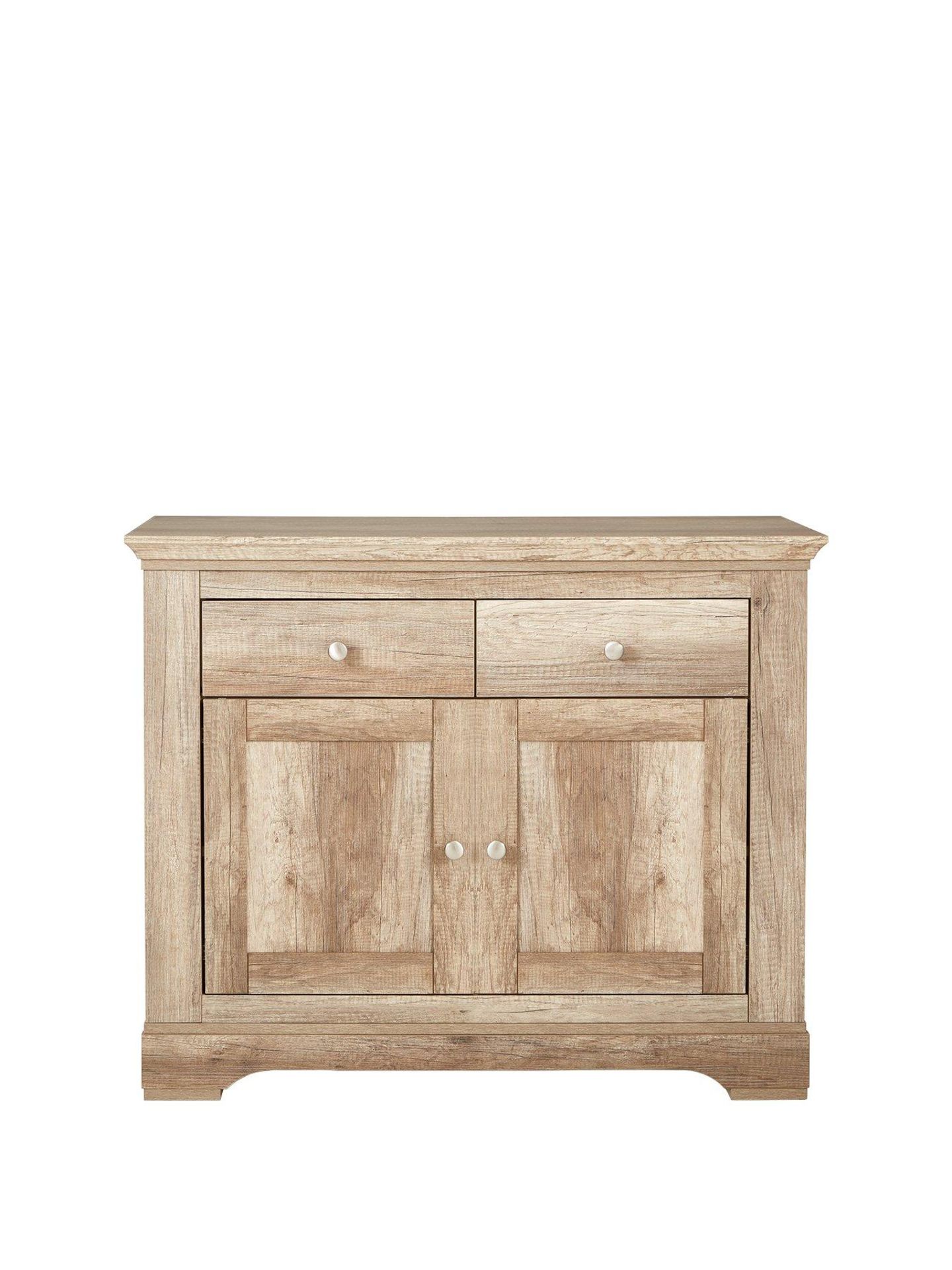 BOXED ITEM IDEAL HOME WILTSHIRE 2 DOORS 2 DRAWERS COMPACT SIDEBOARD [OAK] 83x99x43CM RRP:£286.0