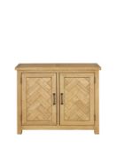 BOXED ITEM IDEAL HOME PARQUET 2 DOORS COMPACT SIDEBOARD [OAK] 75x95x33CM RRP:£390.0