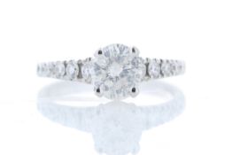 18ct White Gold Single Stone Prong Set With Stone Set Shoulders Diamond Ring (0.91) 1.22 Carats