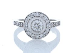 18ct White Gold Single Stone With Halo Setting Ring (0.50) 1.00 Carats