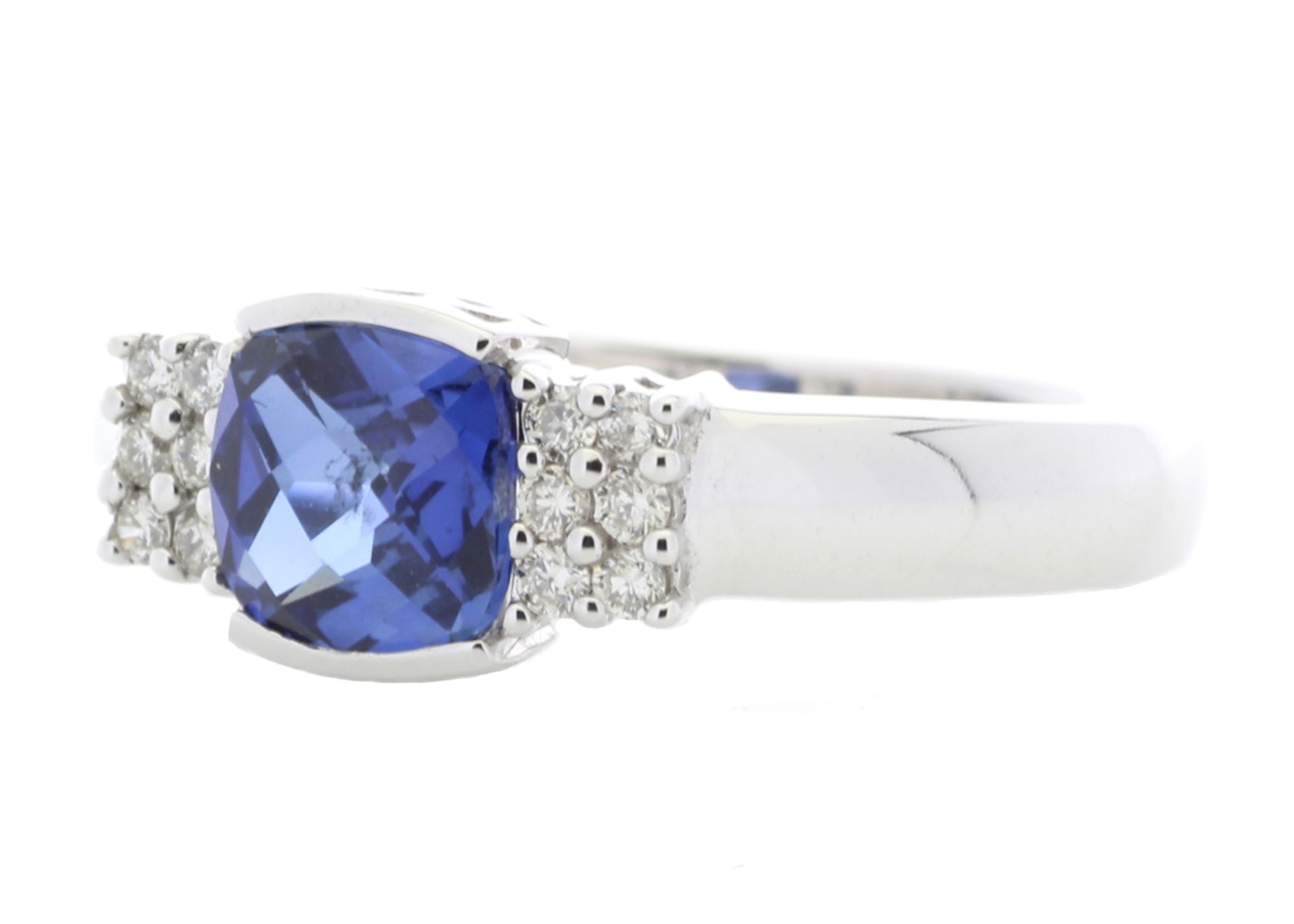 9ct White Gold Created Ceylon Sapphire Diamond Ring 0.08 Carats - Image 2 of 4