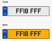 FF18 FFF. Private vehicle registration number plate, ready to transfer to new owner