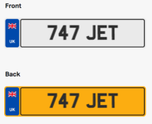 747 JET. Private vehicle registration number plate, ready to transfer to new owner