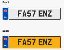 FA57 ENZ. Private vehicle registration number plate, ready to transfer to new owner