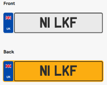 N1 LKF. Private vehicle registration number plate, ready to transfer to new owner