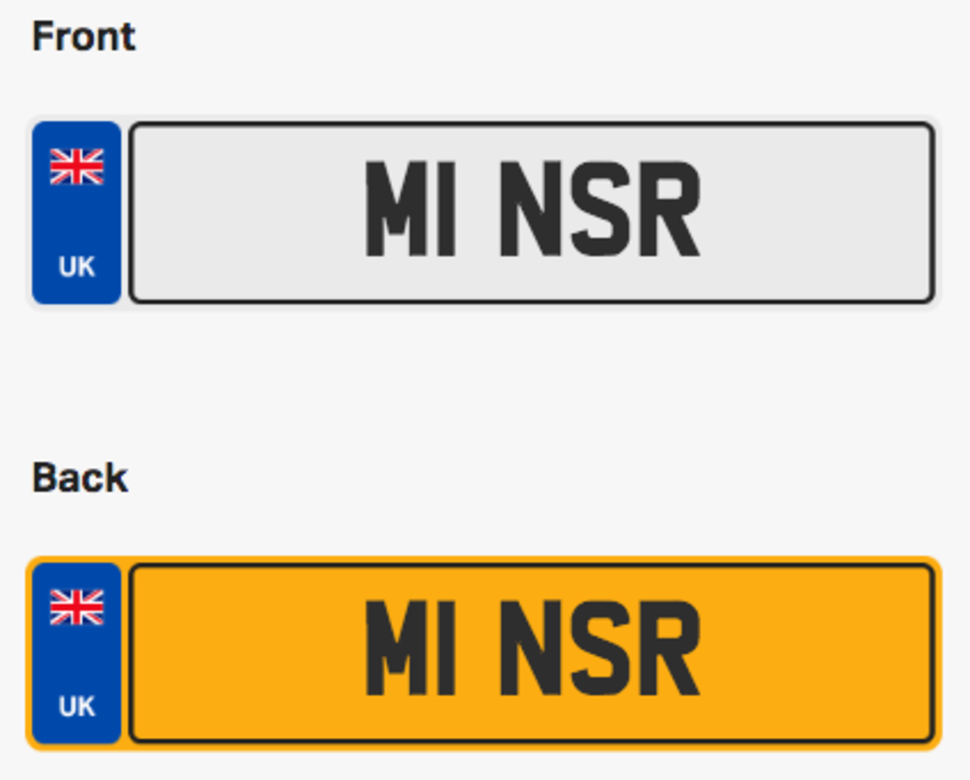 M1 NSR. Private vehicle registration number plate, ready to transfer to new owner