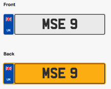 MSE 9. Private vehicle registration number plate, ready to transfer to new owner