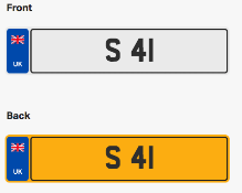 S 41. Private vehicle registration number plate, ready to transfer to new owner