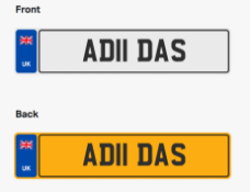 AD11 DAS. 2011 Private vehicle registration number plate, ready to transfer to new owner