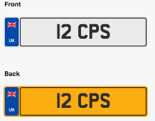 12 CPS. Private vehicle registration number plate, ready to transfer to new owner