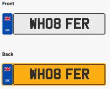 WH08 FER. Private vehicle registration number plate, ready to transfer to new owner