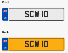 SCW 10. Private vehicle registration number plate, ready to transfer to new owner