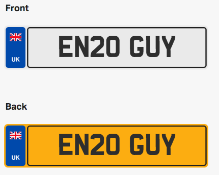 EN20 GUY. Private vehicle registration number plate, ready to transfer to new owner