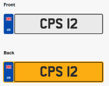 CPS 12. Private vehicle registration number plate, ready to transfer to new owner