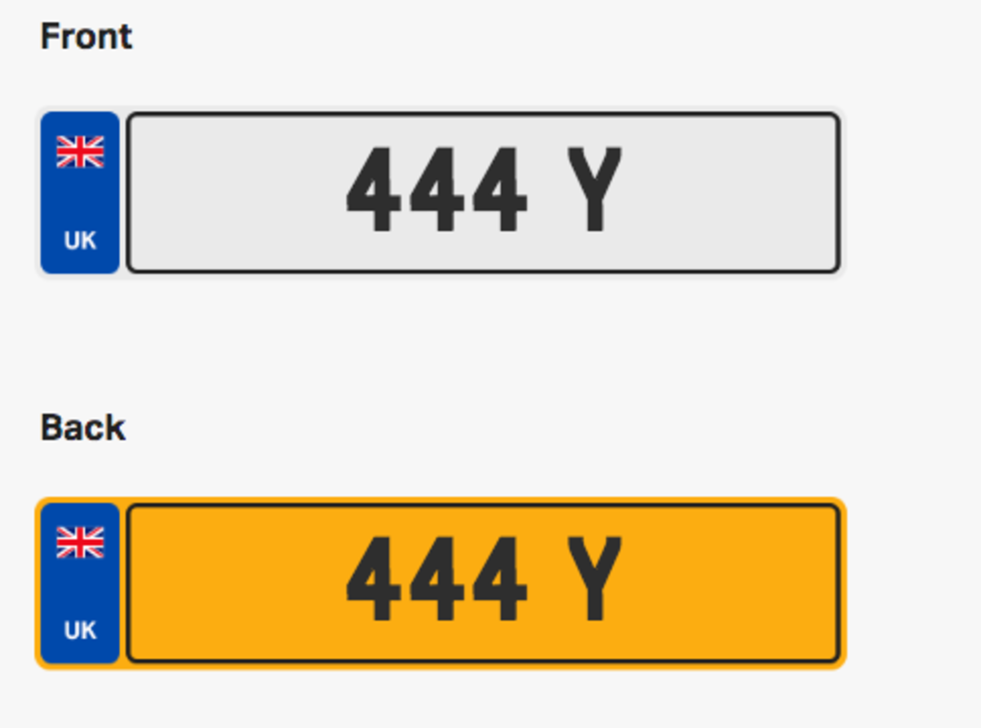 444 Y. Private vehicle registration number plate, ready to transfer to new owner